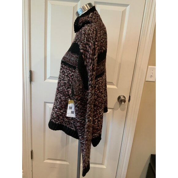 John + Jenn Purple & Black Striped Mock Neck Knit Sweater, Size S - Picture 4 of 8